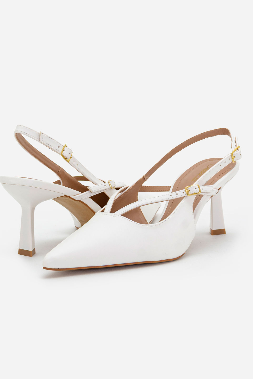 Slingback com Salto Geométrico Branco Slingback com Salto Geométrico Branco