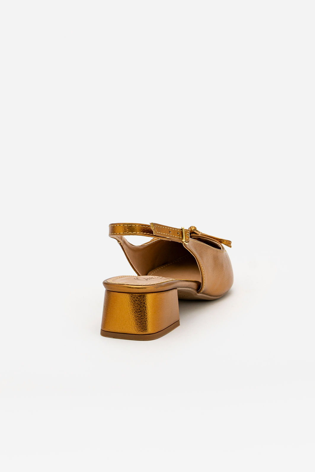 Chanel com Salto Baixo Bronze Chanel com Salto Baixo Bronze