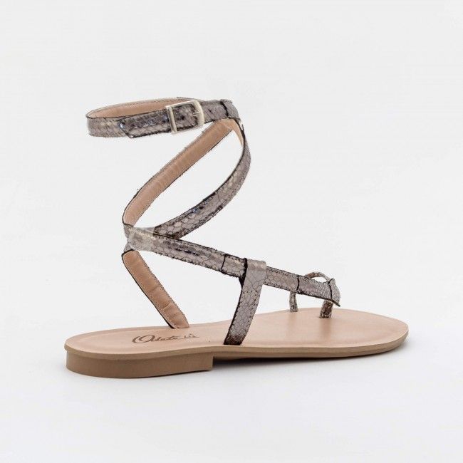 Rasteira Cobra com Tornozeleira Prata Velho