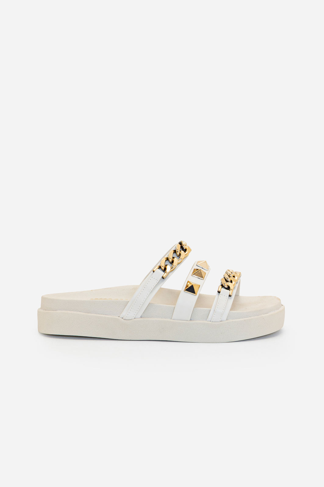 Papete com Metais e Solado Alto Off White Papete com Metais e Solado Alto Off White