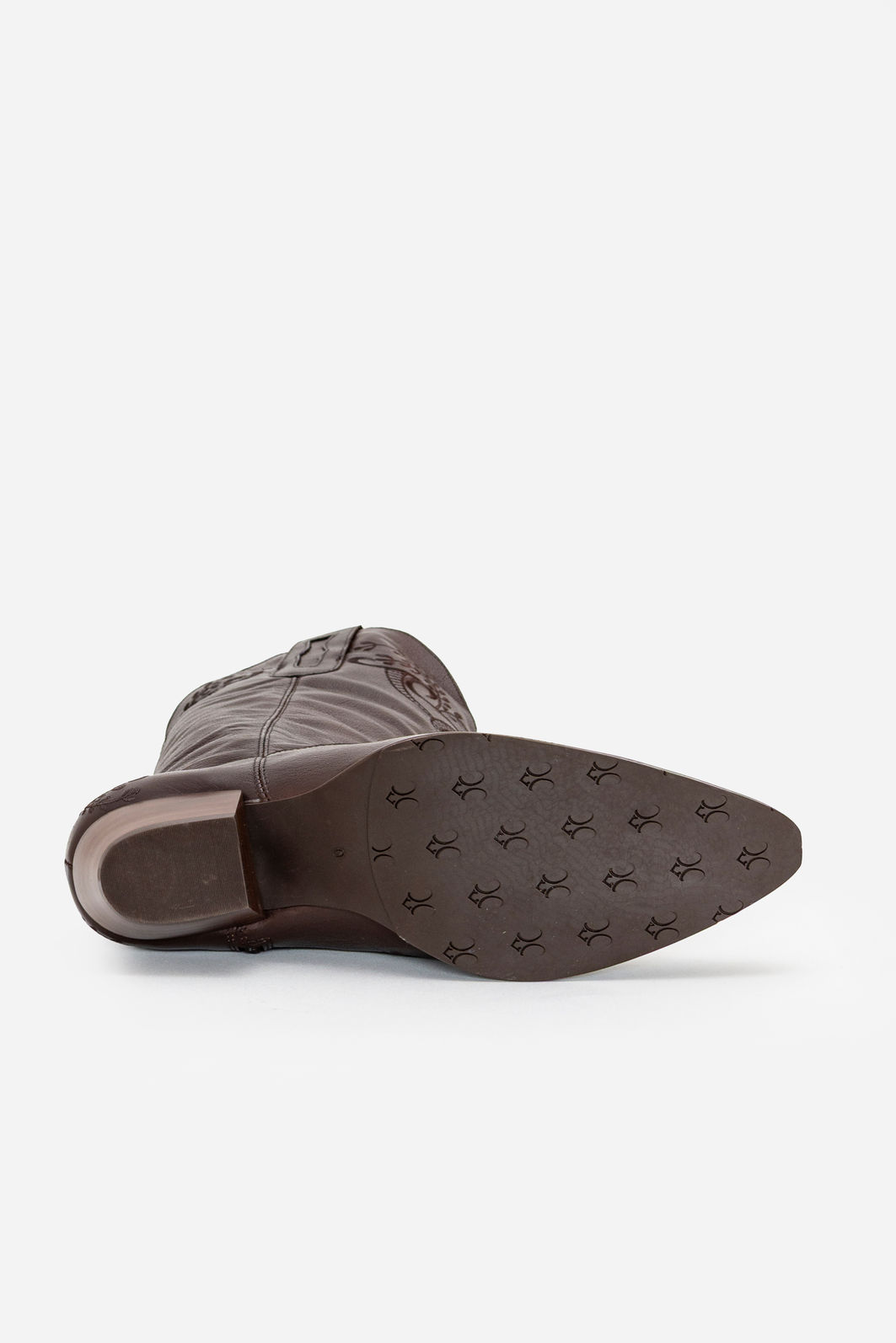 Bota Western em Couro com Bordados Marrom