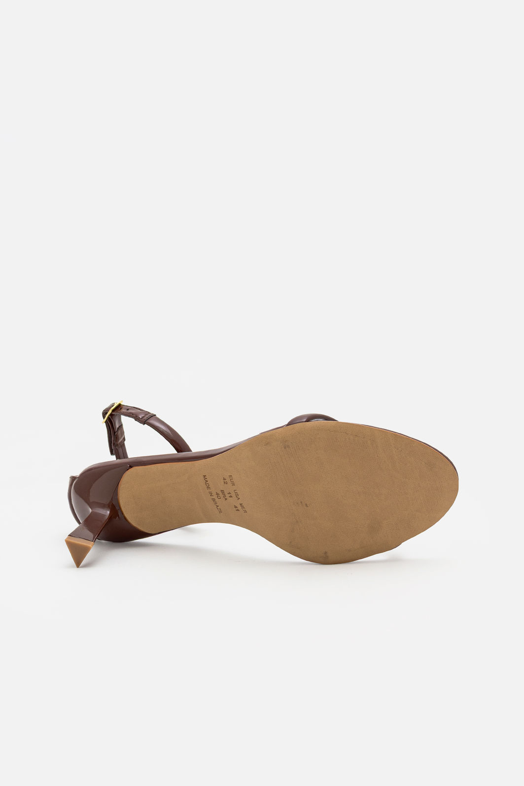 Sandália Delicada com Tira Fina com Salto Geométrico Café Sandália Delicada com Tira Fina com Salto Geométrico Café