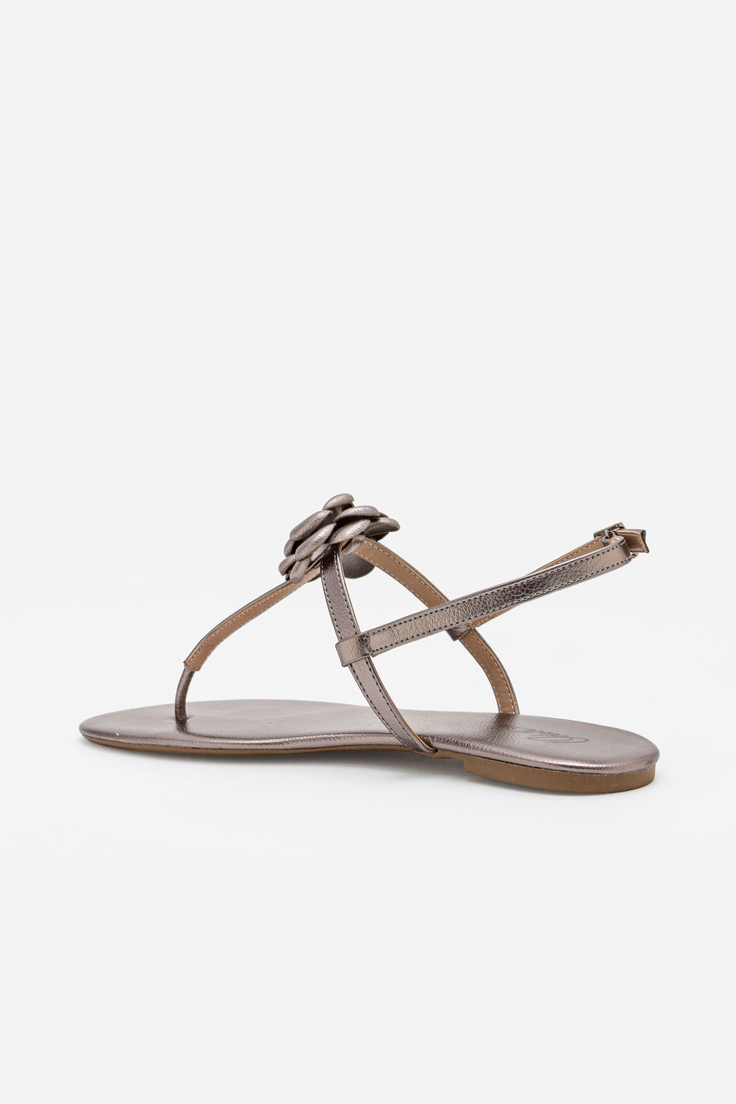 Rasteira Minimalista Com Flor Delicada Chumbo