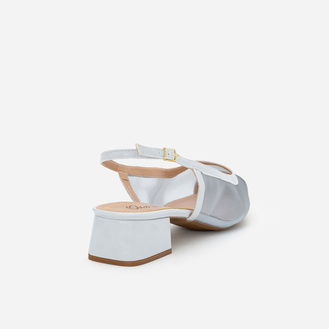Slingback em Tela com Salto Baixo Azul Claro Slingback em Tela com Salto Baixo Azul Claro