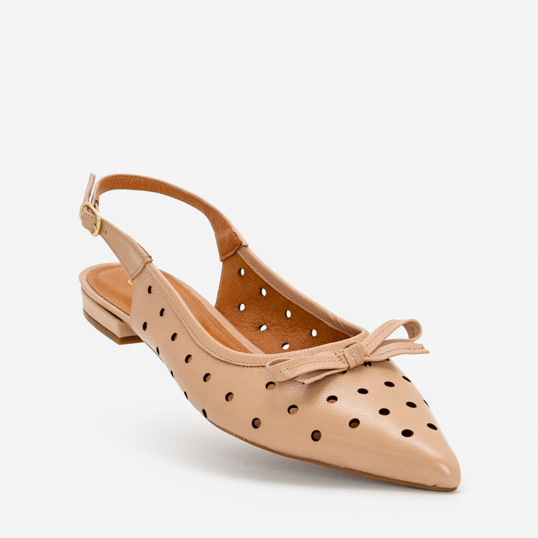Slingback em Couro Delicado Amêndoa Slingback em Couro Delicado Amêndoa