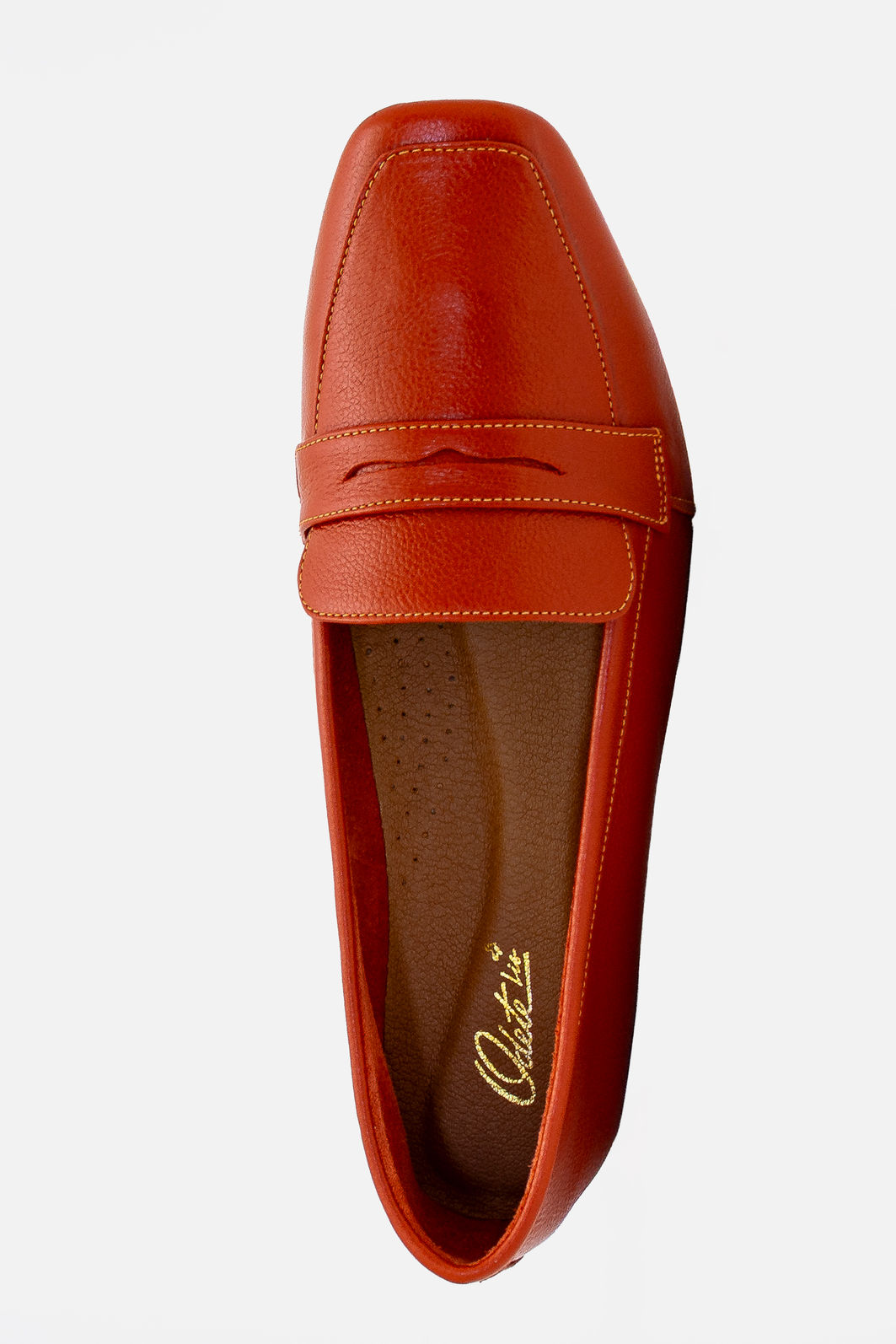 Mocassim Elegante em Couro Laranja Mocassim Elegante em Couro Laranja