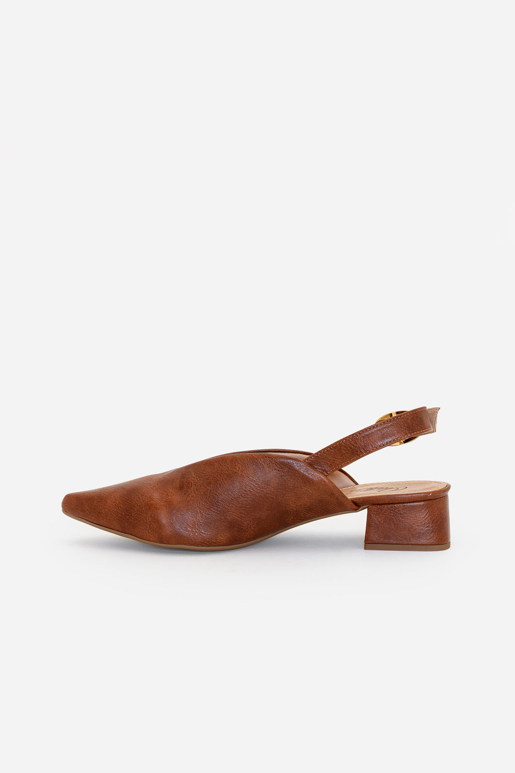 Slingback com Decote e Salto Baixo Tostado Slingback com Decote e Salto Baixo Tostado