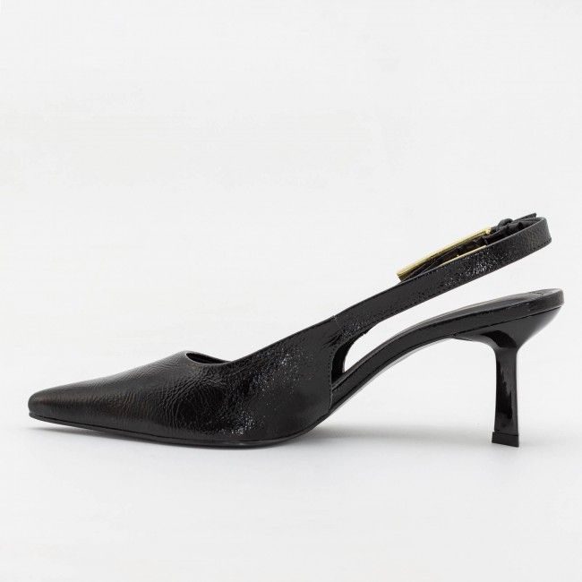 Slingback com Fivela e Salto Geométrico Preto Slingback com Fivela e Salto Geométrico Preto