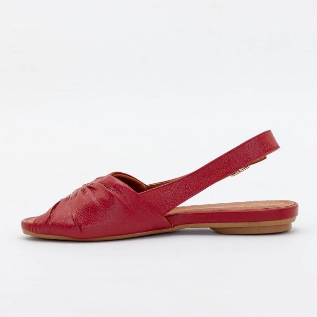 Rasteira Confortável em Couro Vermelha Rasteira Confortável em Couro Vermelha