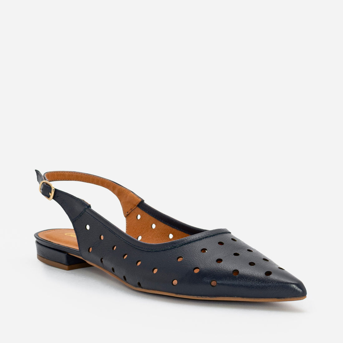 Slingback em Couro Delicado Marinho Slingback em Couro Delicado Marinho