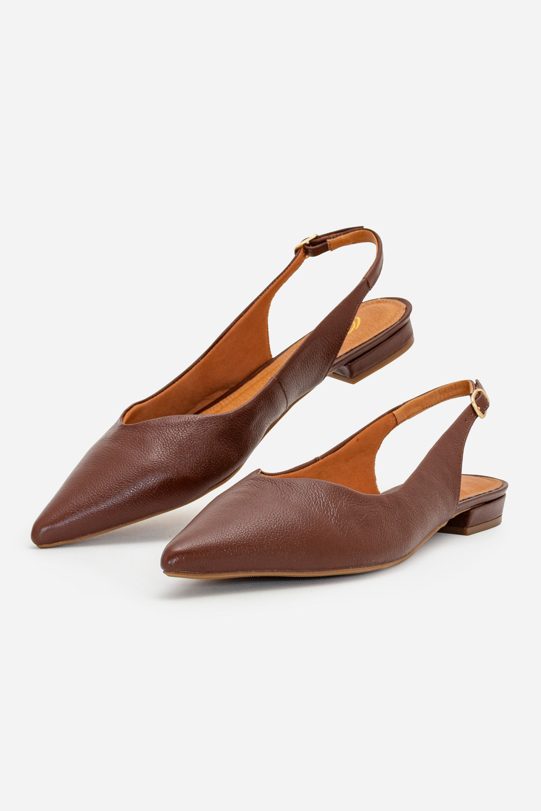 Slingback em Couro Marrom Slingback em Couro Marrom