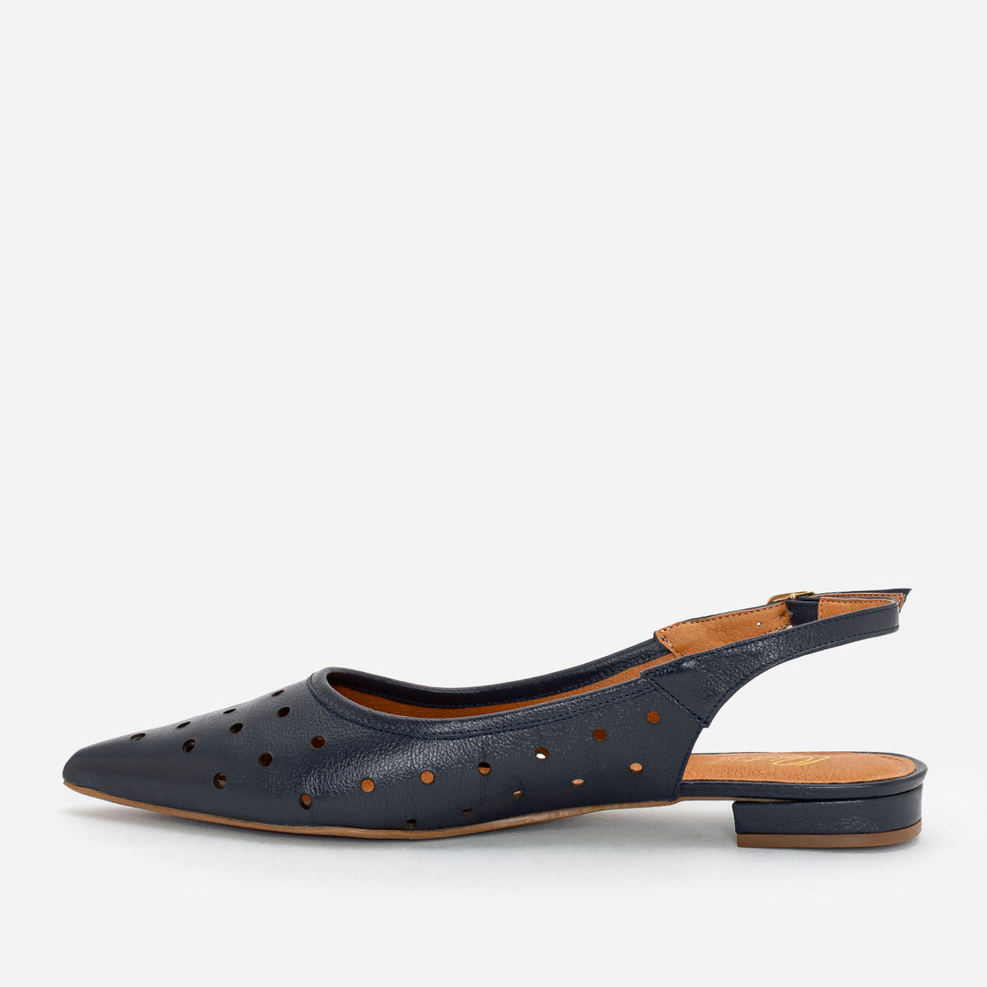 Slingback em Couro Delicado Marinho Slingback em Couro Delicado Marinho