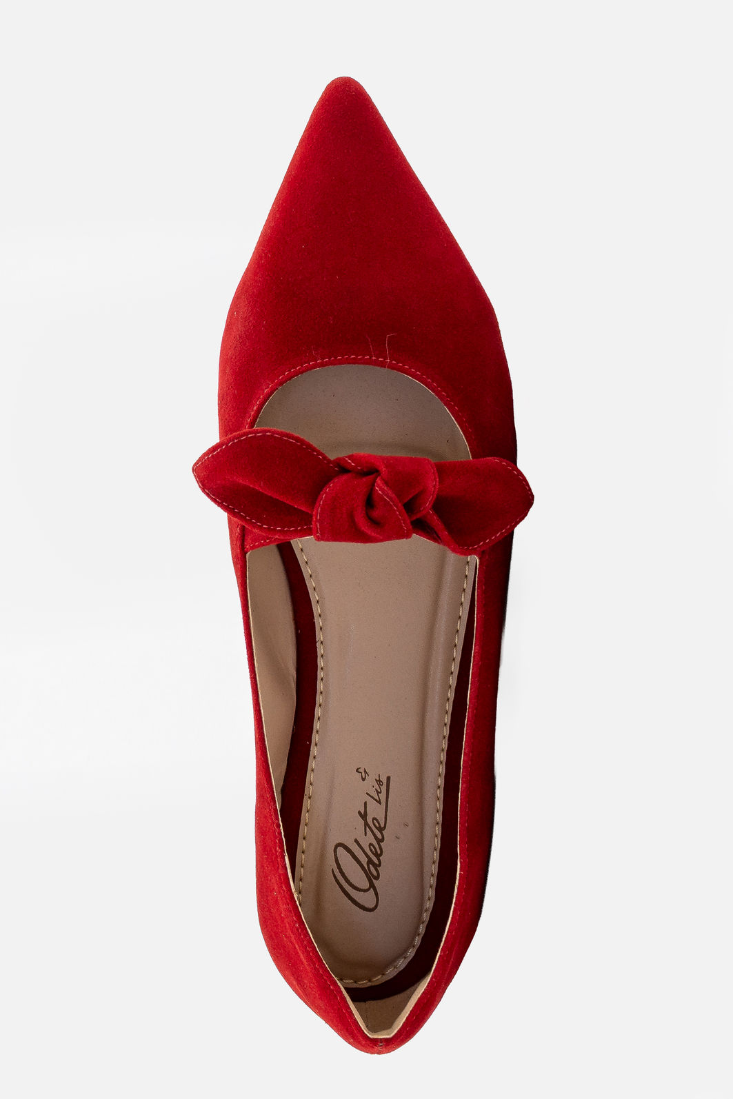 Sapatilha em Camurça com Laço Delicada Vermelha Sapatilha em Camurça com Laço Delicada Vermelha