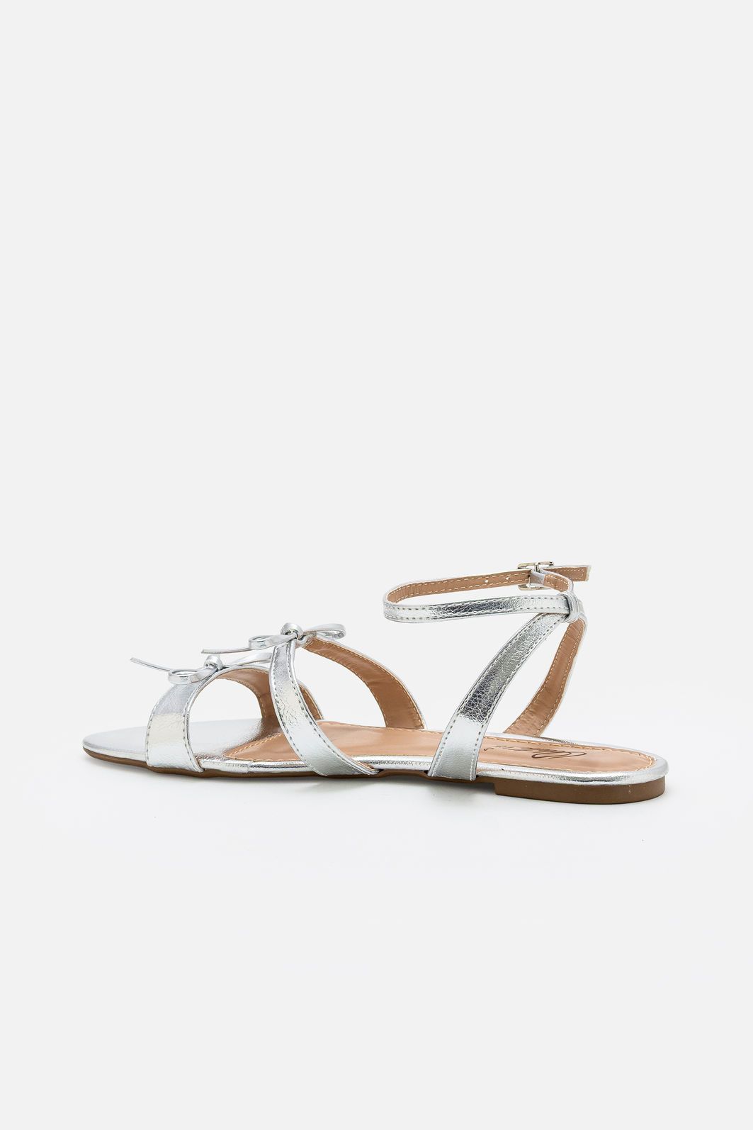 Rasteira com Lacinhos e Tornozeleira Prata