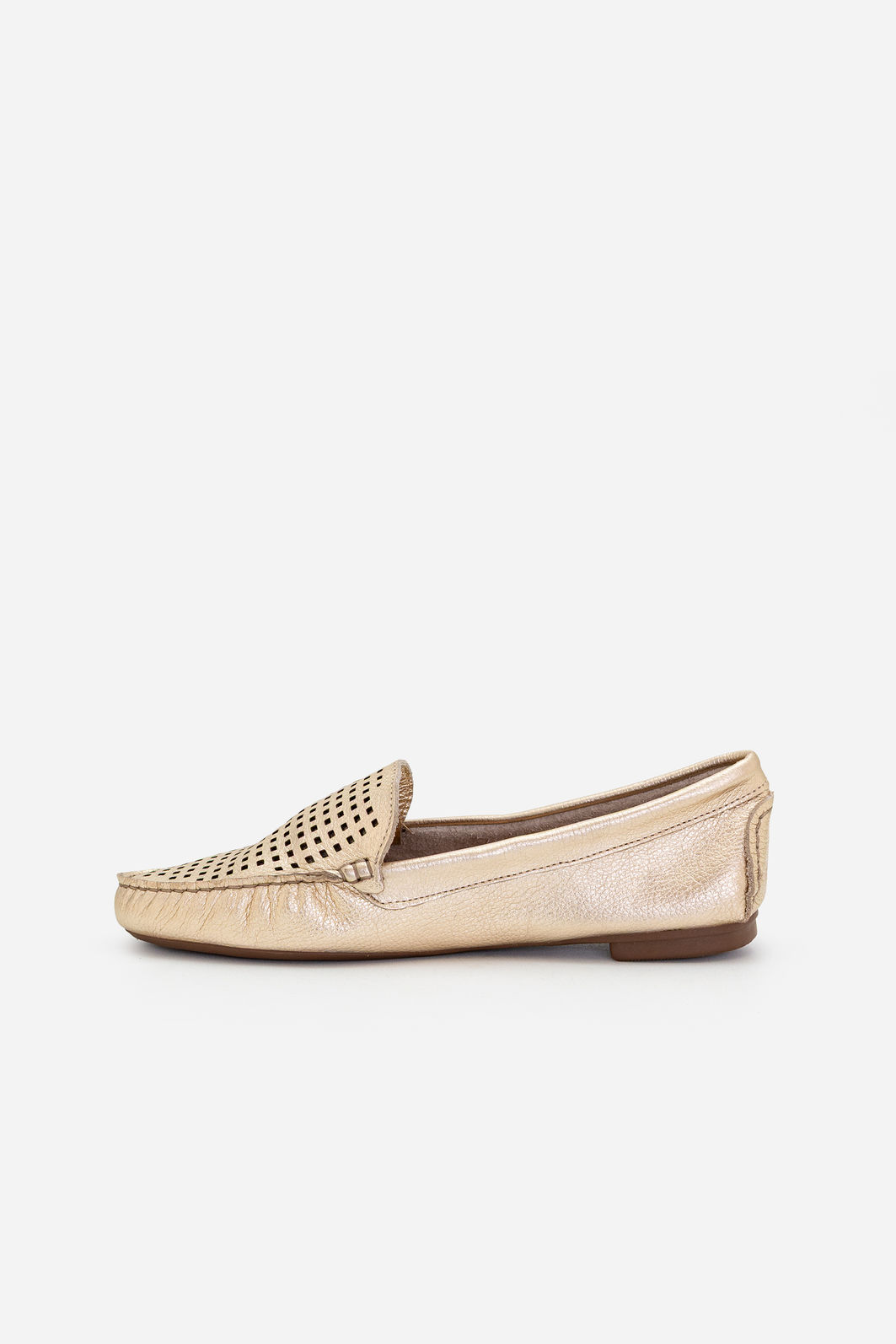 Mocassim em Couro com Recortes Muito Macio Champagne Mocassim em Couro com Recortes Muito Macio Champagne