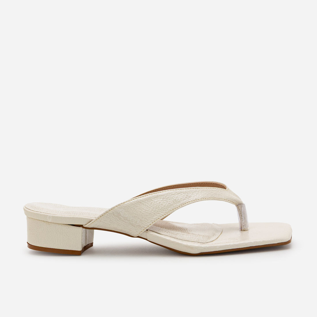 Mule De Dedo com Salto Bloco Baixo Off White Mule De Dedo com Salto Bloco Baixo Off White