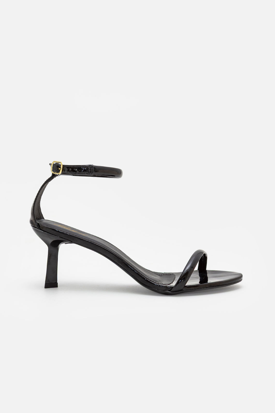 Sandália Delicada com Tira Fina com Salto Geométrico Preto Sandália Delicada com Tira Fina com Salto Geométrico Preto