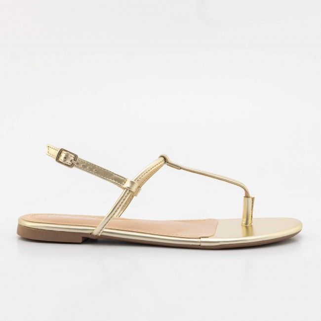 Rasteira Básica Tiras Minimalistas Champagne