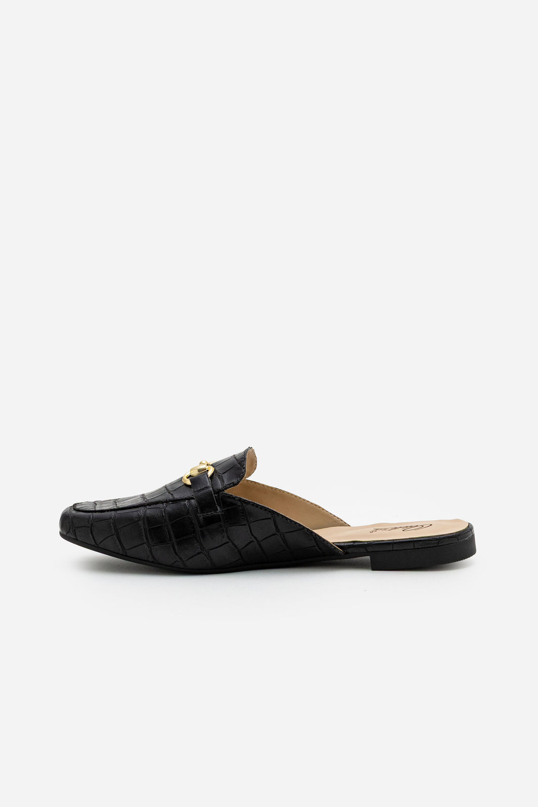 Mule em Croco com Horsebit Preta Mule em Croco com Horsebit Preta