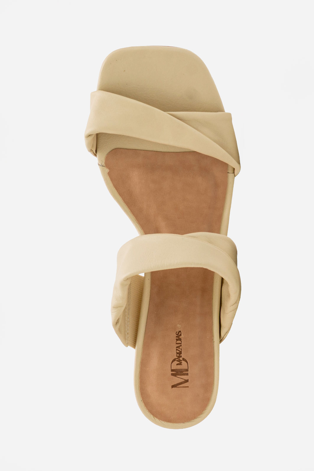 Mule em Couro com Salto Cromado Moderno Off White Mule em Couro com Salto Cromado Moderno Off White