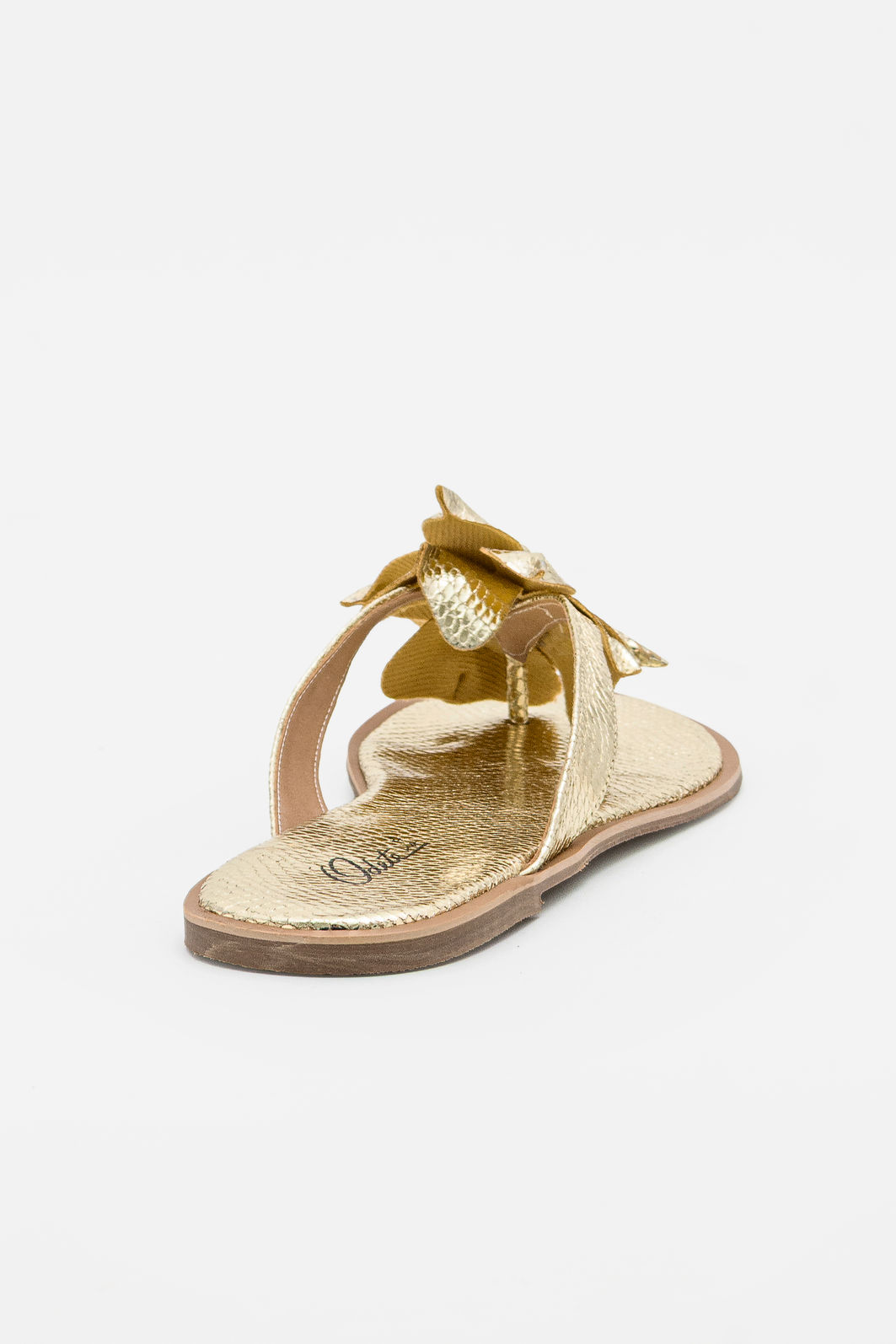 Rasteira Com Flor Ouro