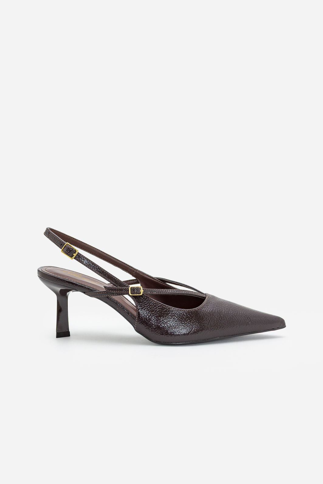Slingback com Salto Geométrico Café Slingback com Salto Geométrico Café