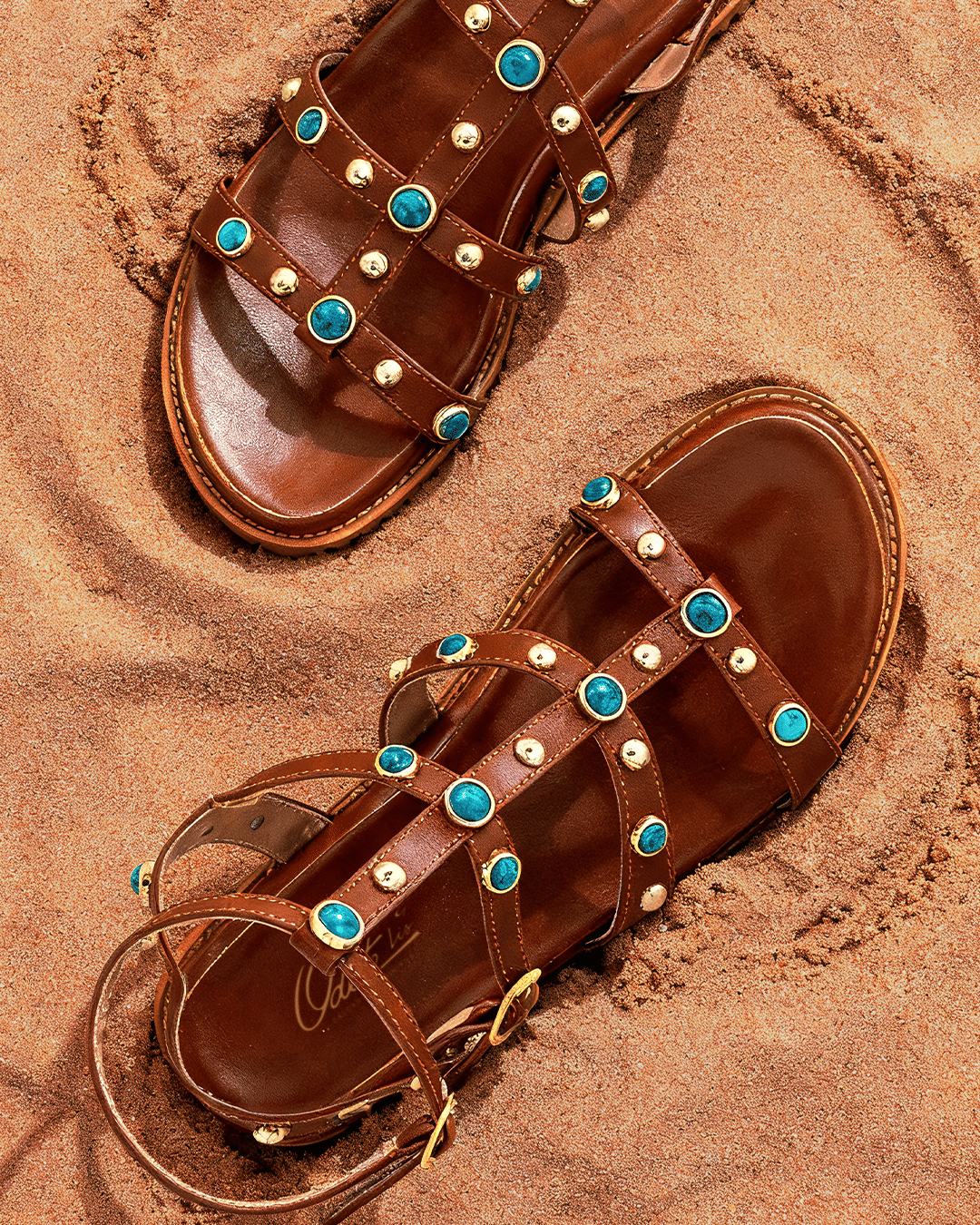 Papete Moderna com Rebites e Pedras Azuis Tostado Papete Moderna com Rebites e Pedras Azuis Tostado