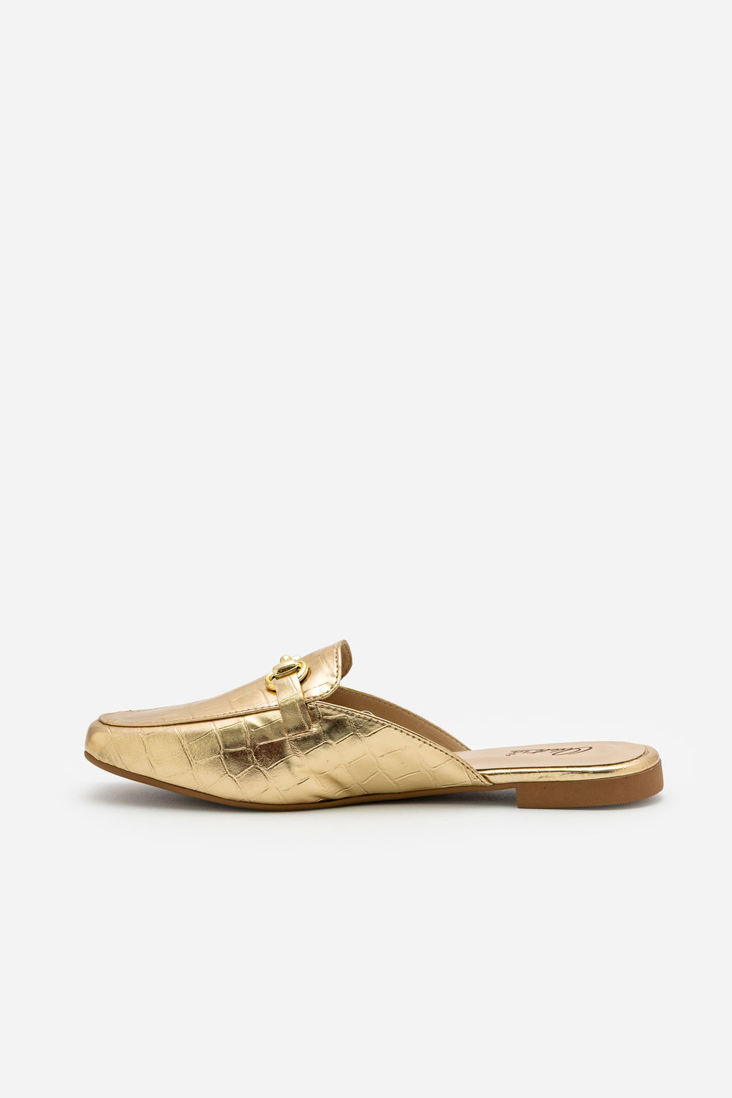Mule em Croco com Horsebit Champagne