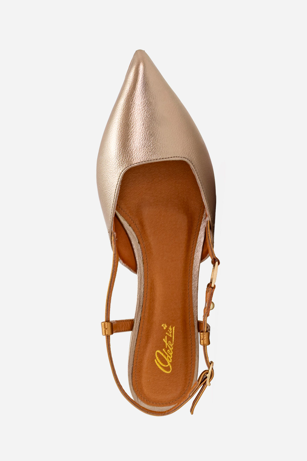 Slingback Elegante em Couro Prata Velho Slingback Elegante em Couro Prata Velho