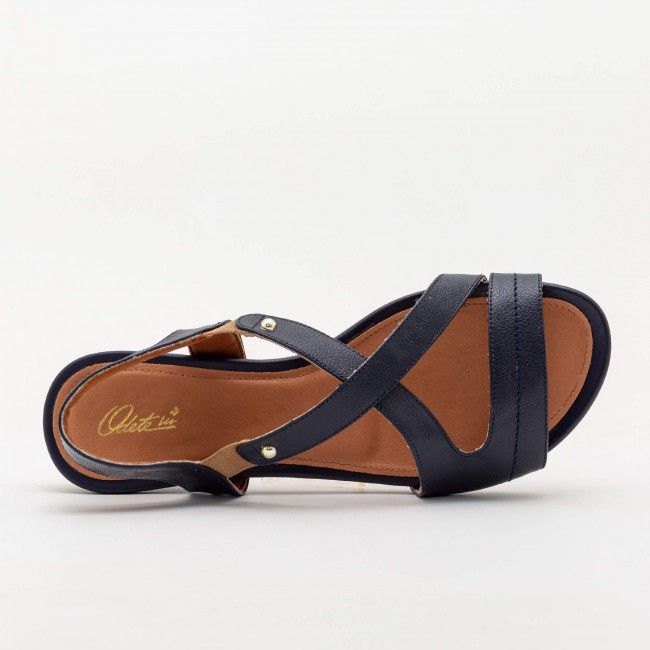 Rasteira Confortável em Couro Marinho