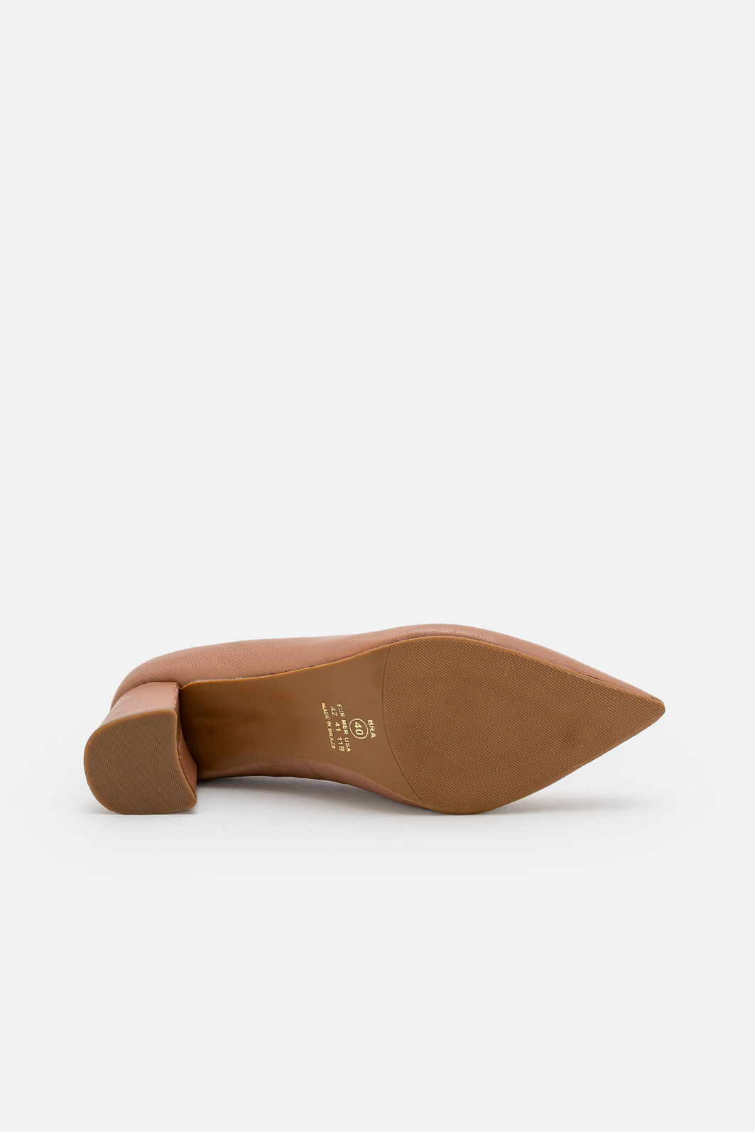 Scarpin Clássico em Couro com Salto Bloco Amêndoa Scarpin Clássico em Couro com Salto Bloco Amêndoa