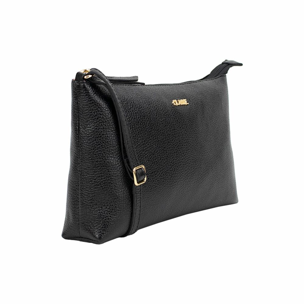 Bolsa Transversal em Couro Preta Bolsa Transversal em Couro Preta