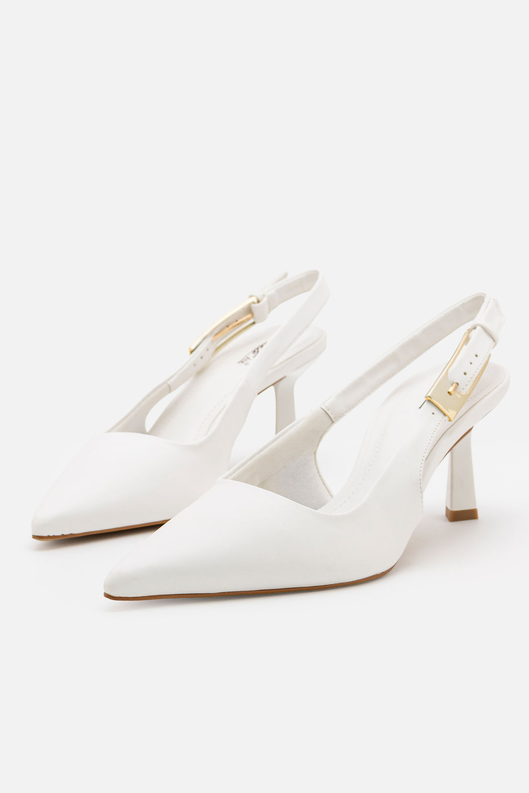 Slingback com Fivela e Salto Geométrico Branco Slingback com Fivela e Salto Geométrico Branco