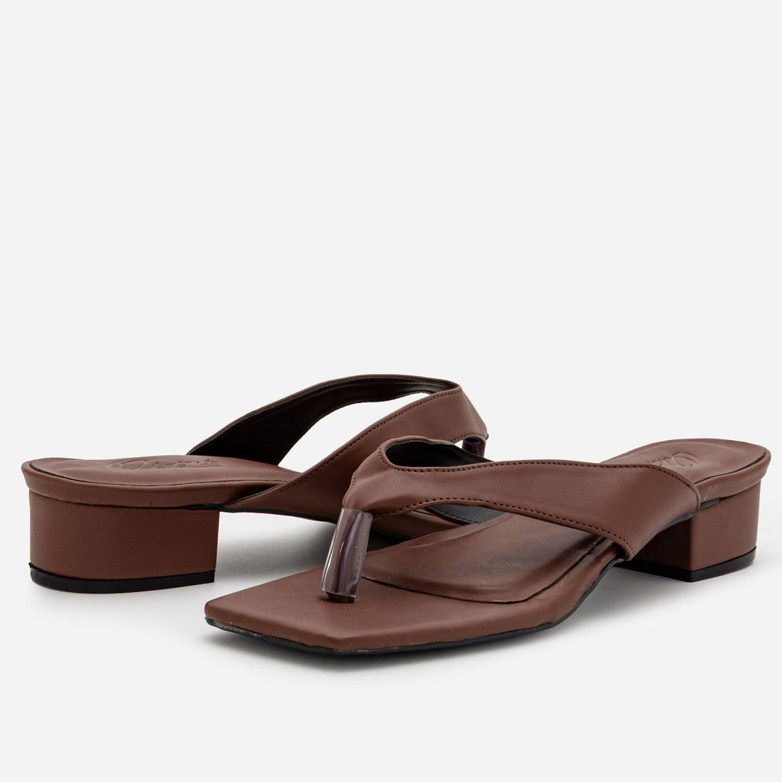 Mule De Dedo com Salto Bloco Baixo Marrom Mule De Dedo com Salto Bloco Baixo Marrom