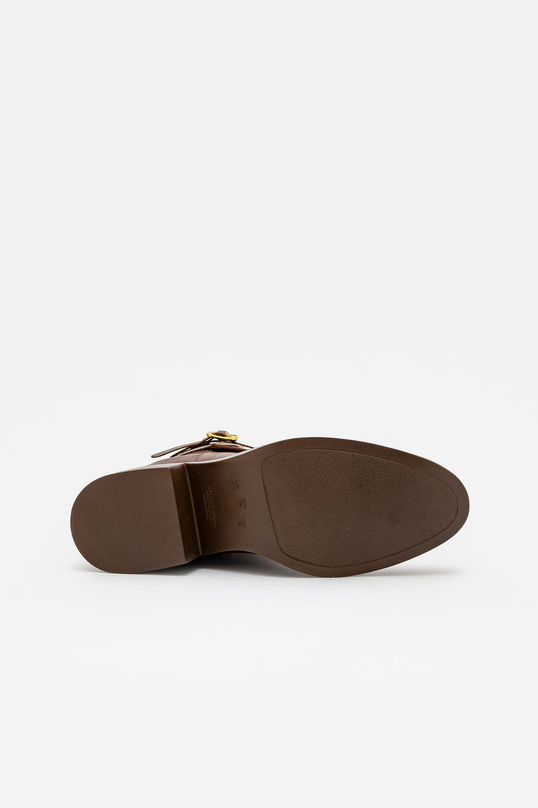 Bota em Couro com Fivelas e Salto Bloco Marrom Bota em Couro com Fivelas e Salto Bloco Marrom