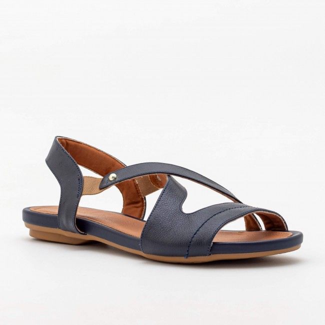 Rasteira Confortável em Couro Marinho