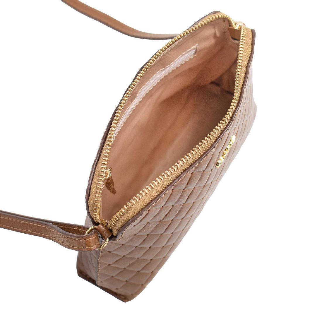 Bolsa Tramado em Couro Pequena Caramelo Bolsa Tramado em Couro Pequena Caramelo
