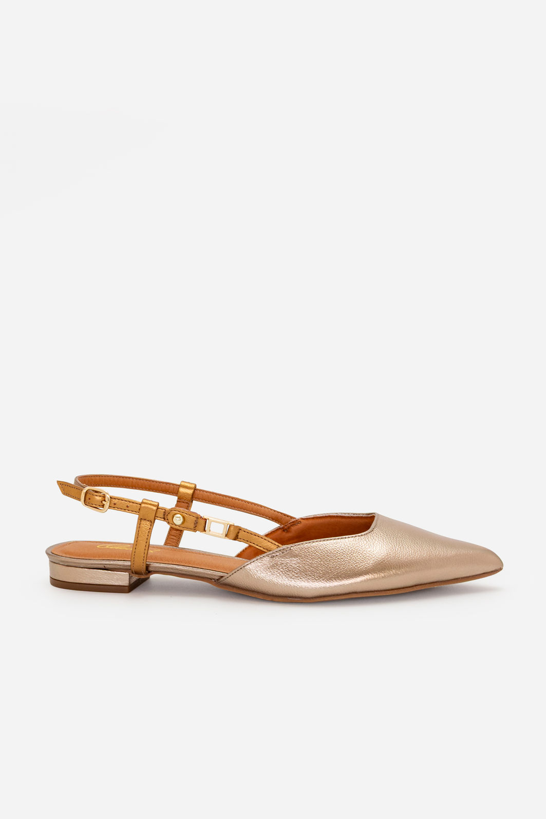 Slingback Elegante em Couro Prata Velho Slingback Elegante em Couro Prata Velho
