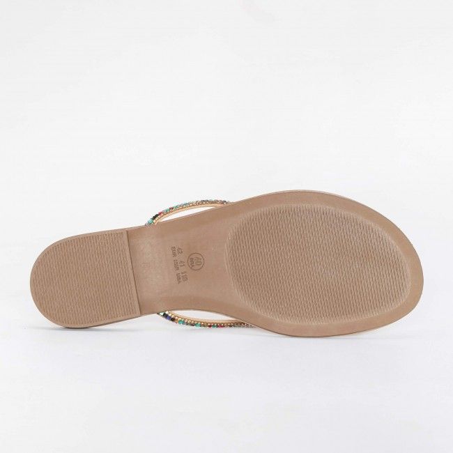 Rasteira Prática com Lacinho e Pedraria Colorida Bege Rasteira Prática com Lacinho e Pedraria Colorida Bege