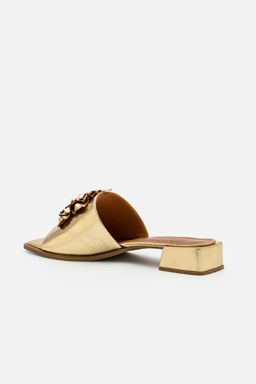 Mule em Couro com Max Flor Elegante Champagne Mule em Couro com Max Flor Elegante Champagne