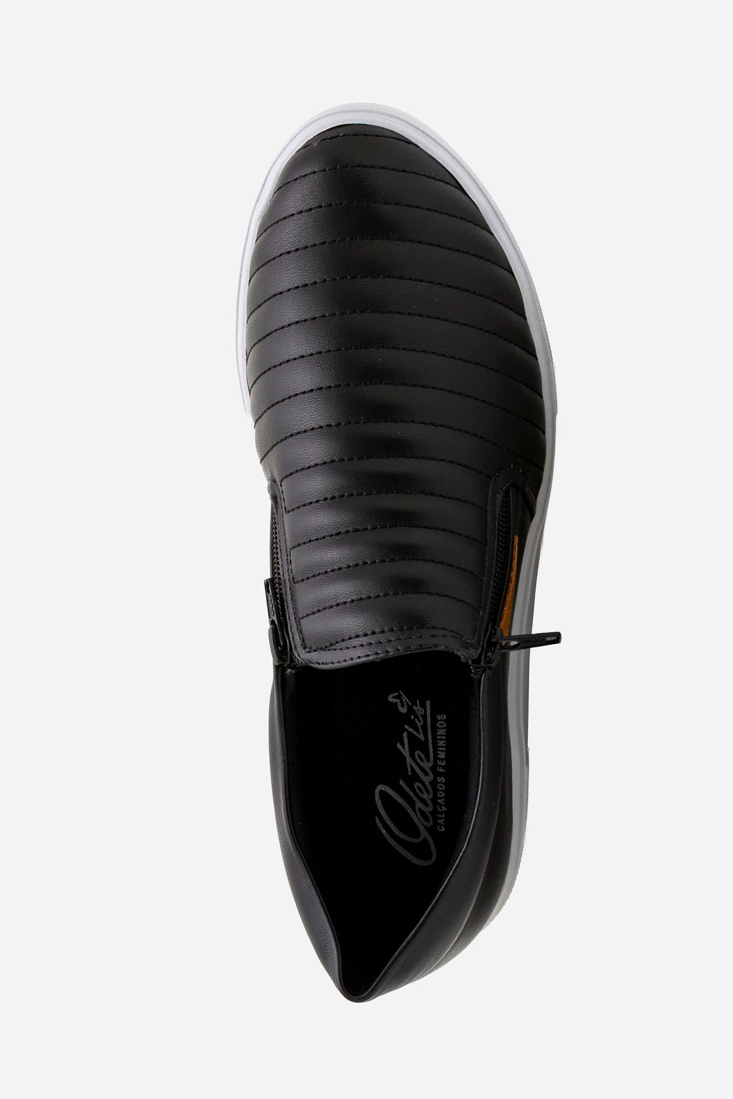 Tênis Slip On com Recortes Preto Tênis Slip On com Recortes Preto