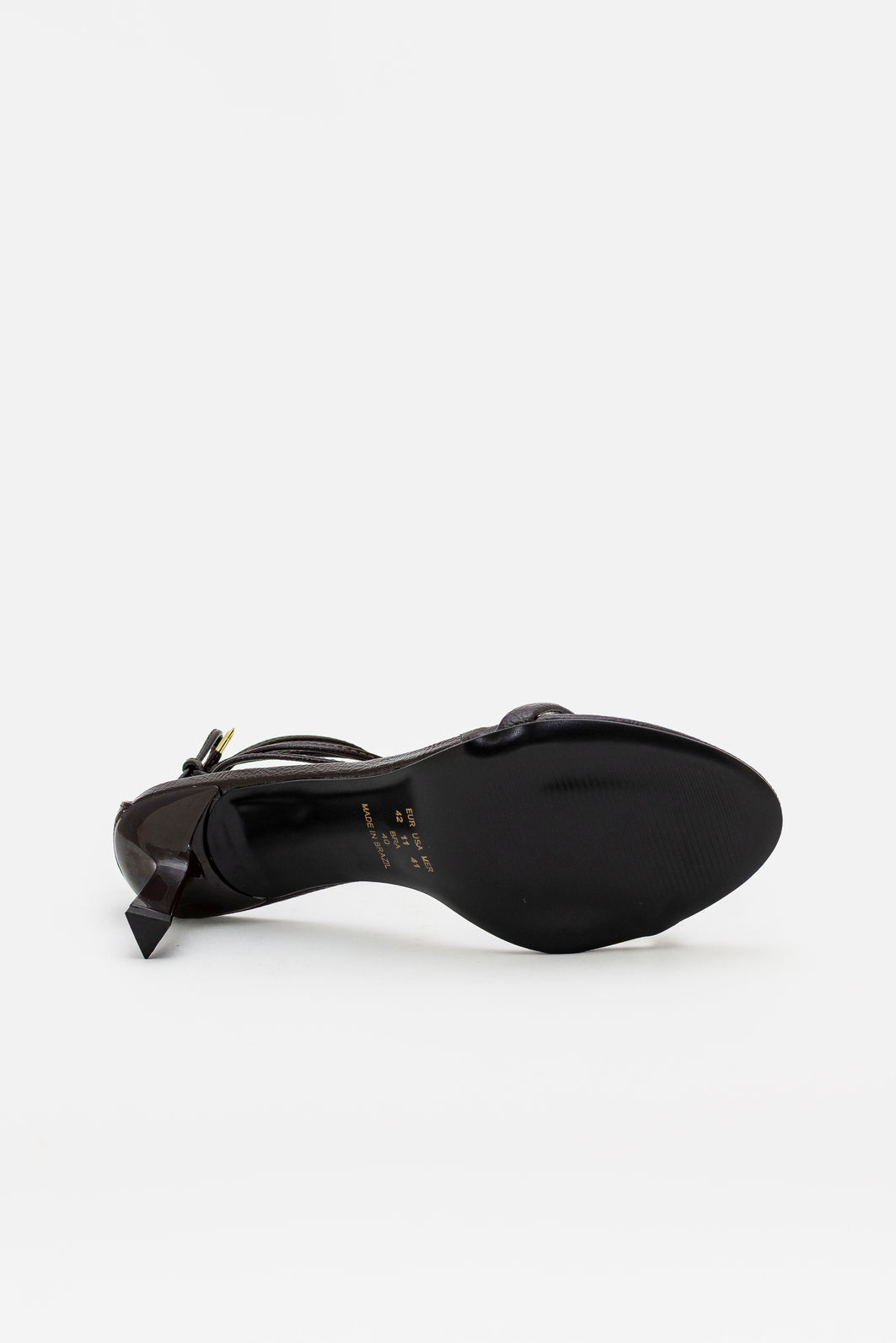 Sandália Delicada com Tira Fina com Salto Geométrico Marrom Sandália Delicada com Tira Fina com Salto Geométrico Marrom