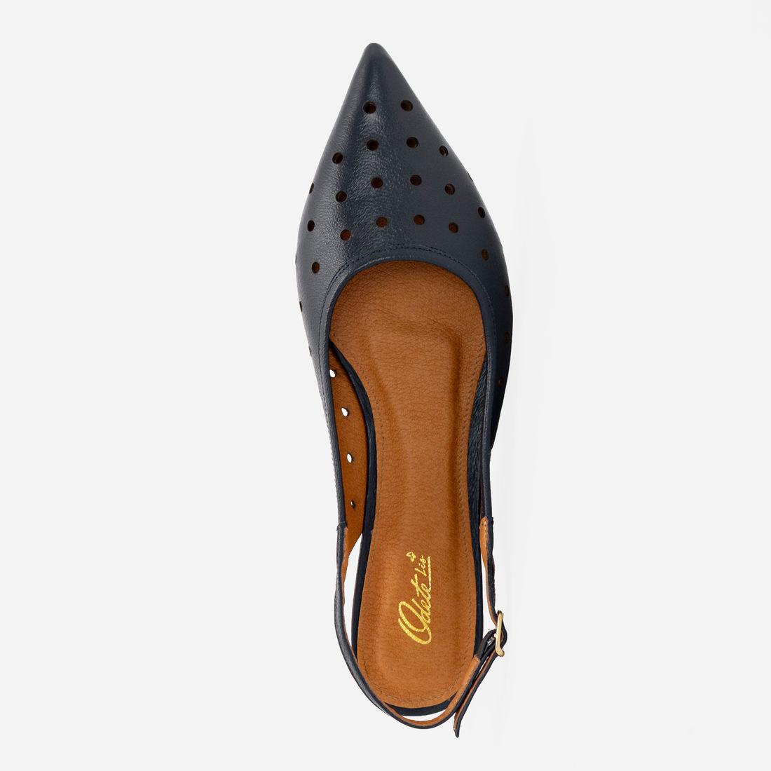 Slingback em Couro Delicado Marinho Slingback em Couro Delicado Marinho
