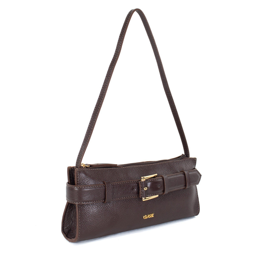 Bolsa Baguete Moderna em Couro Marrom Bolsa Baguete Moderna em Couro Marrom
