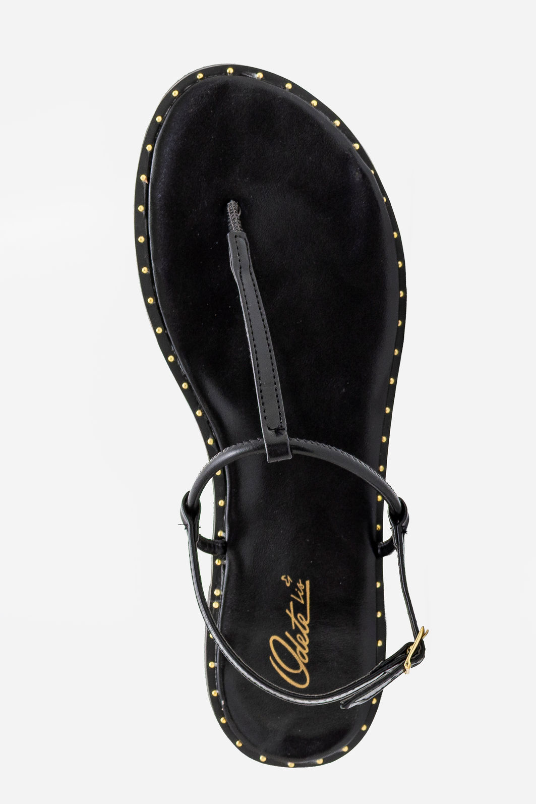 Rasteira Minimalista com Vira e Rebites Preta Rasteira Minimalista com Vira e Rebites Preta