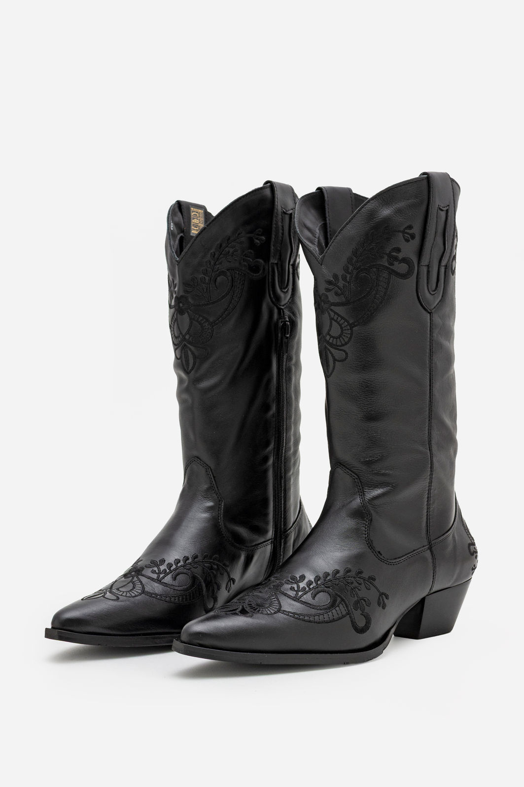 Bota Western em Couro com Bordados Preto Bota Western em Couro com Bordados Preto
