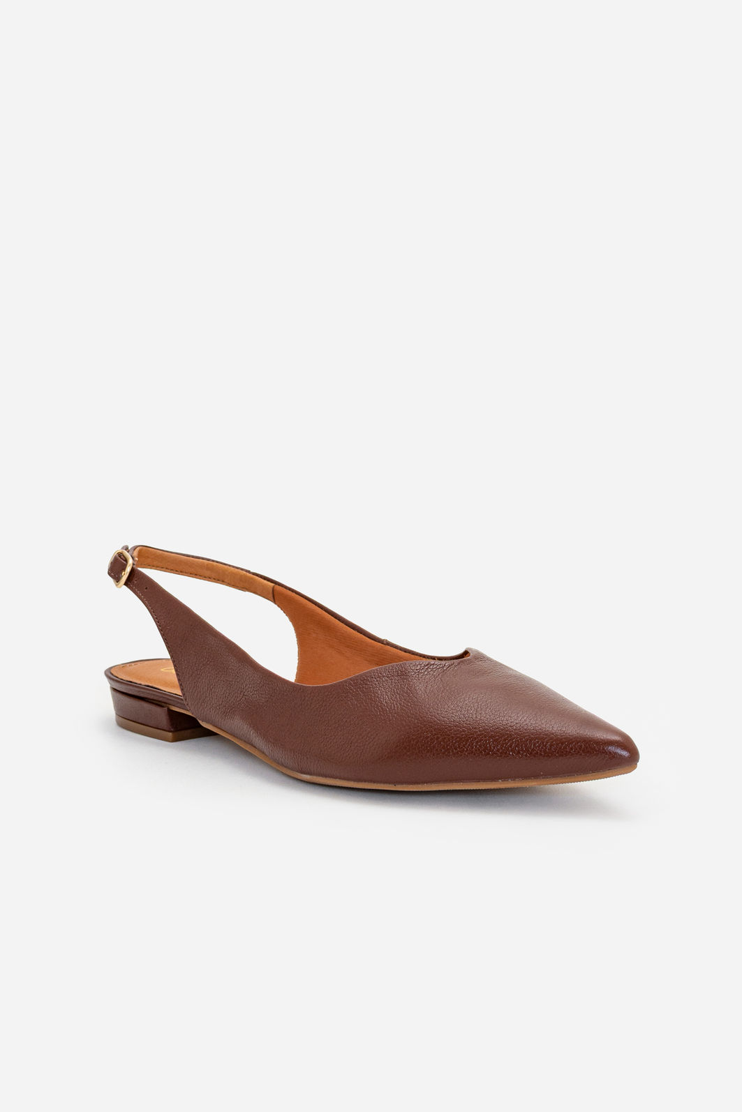 Slingback em Couro Marrom Slingback em Couro Marrom