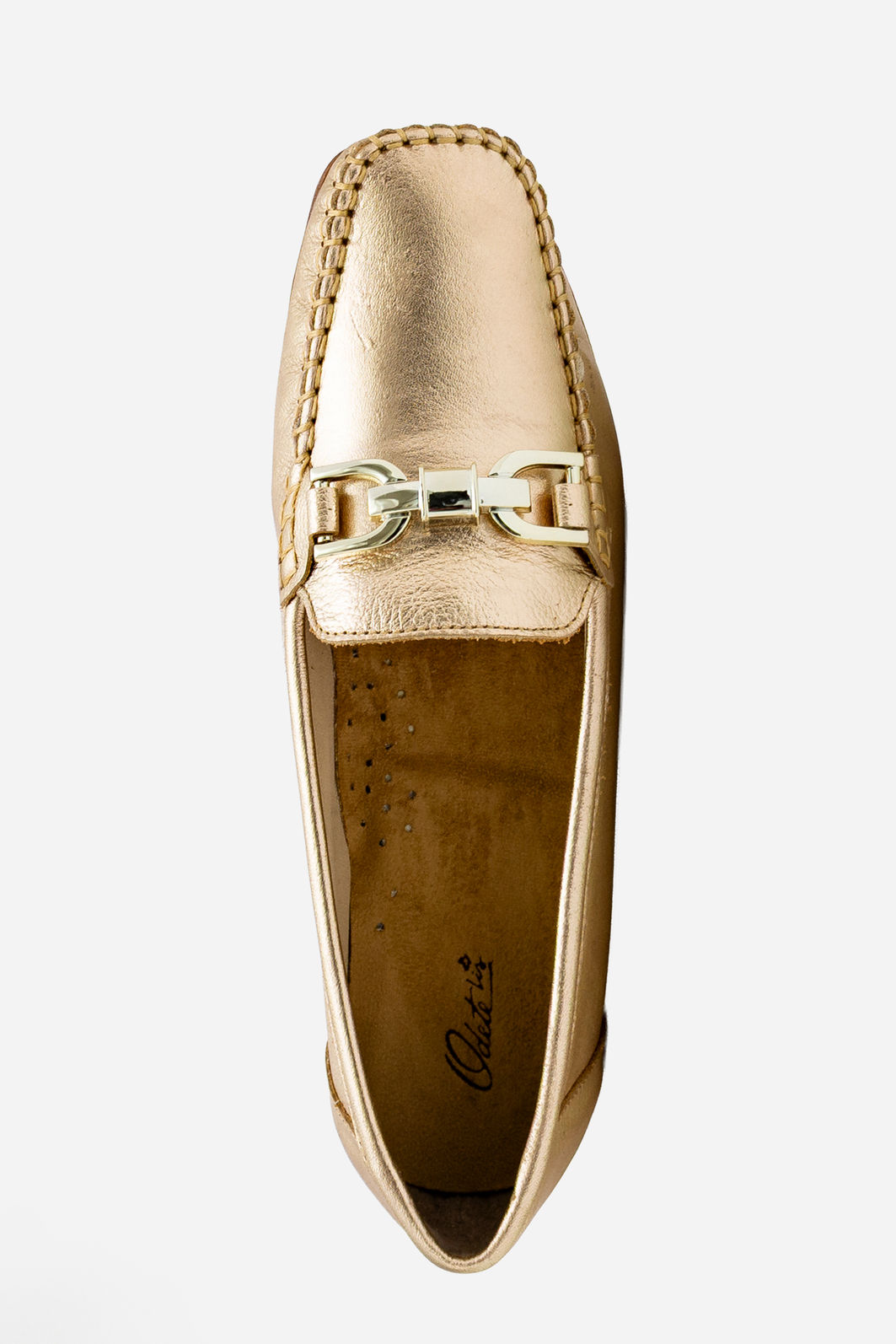 Mocassim em Couro com Sola em Borracha Champagne Mocassim em Couro com Sola em Borracha Champagne