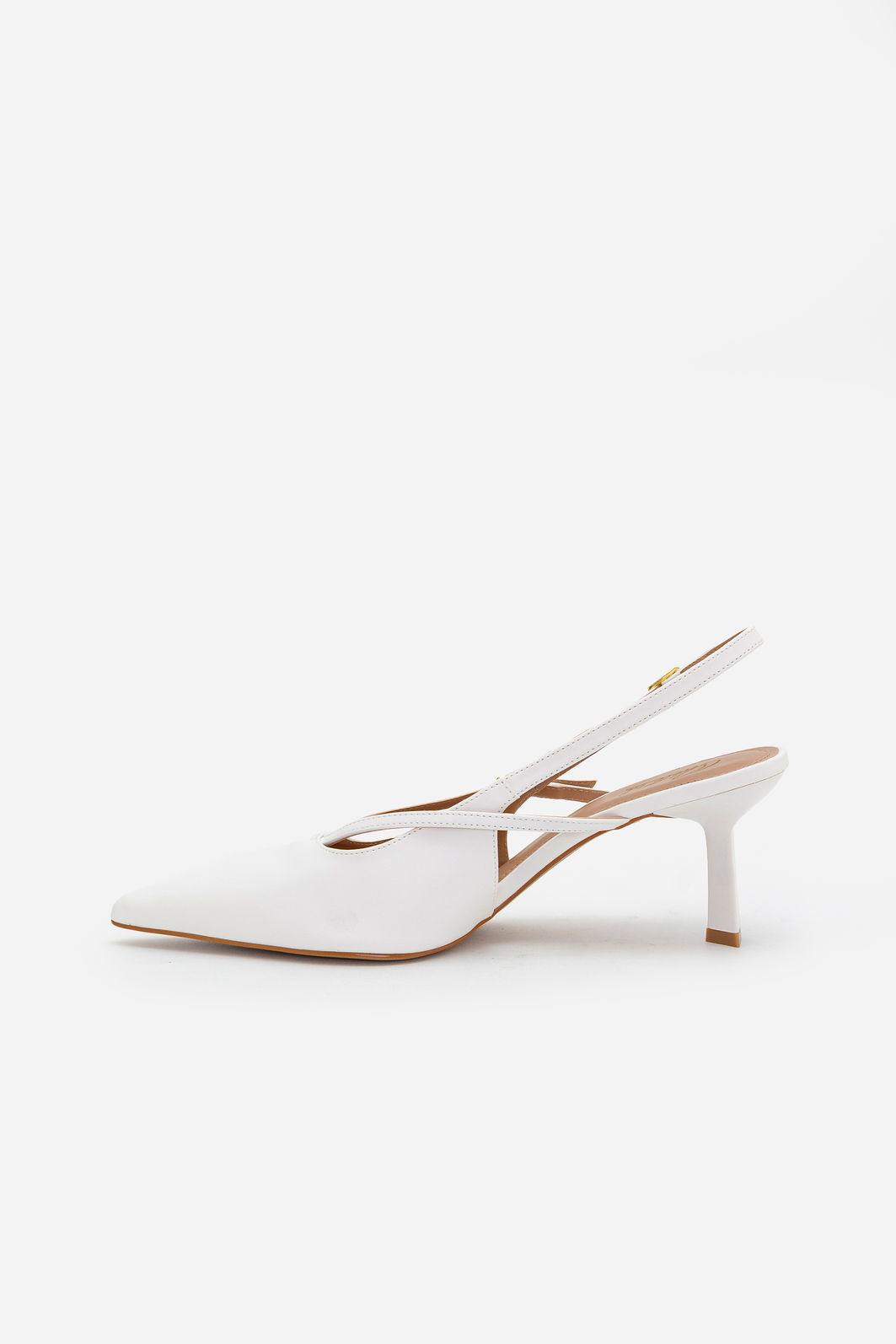 Slingback com Salto Geométrico Branco Slingback com Salto Geométrico Branco
