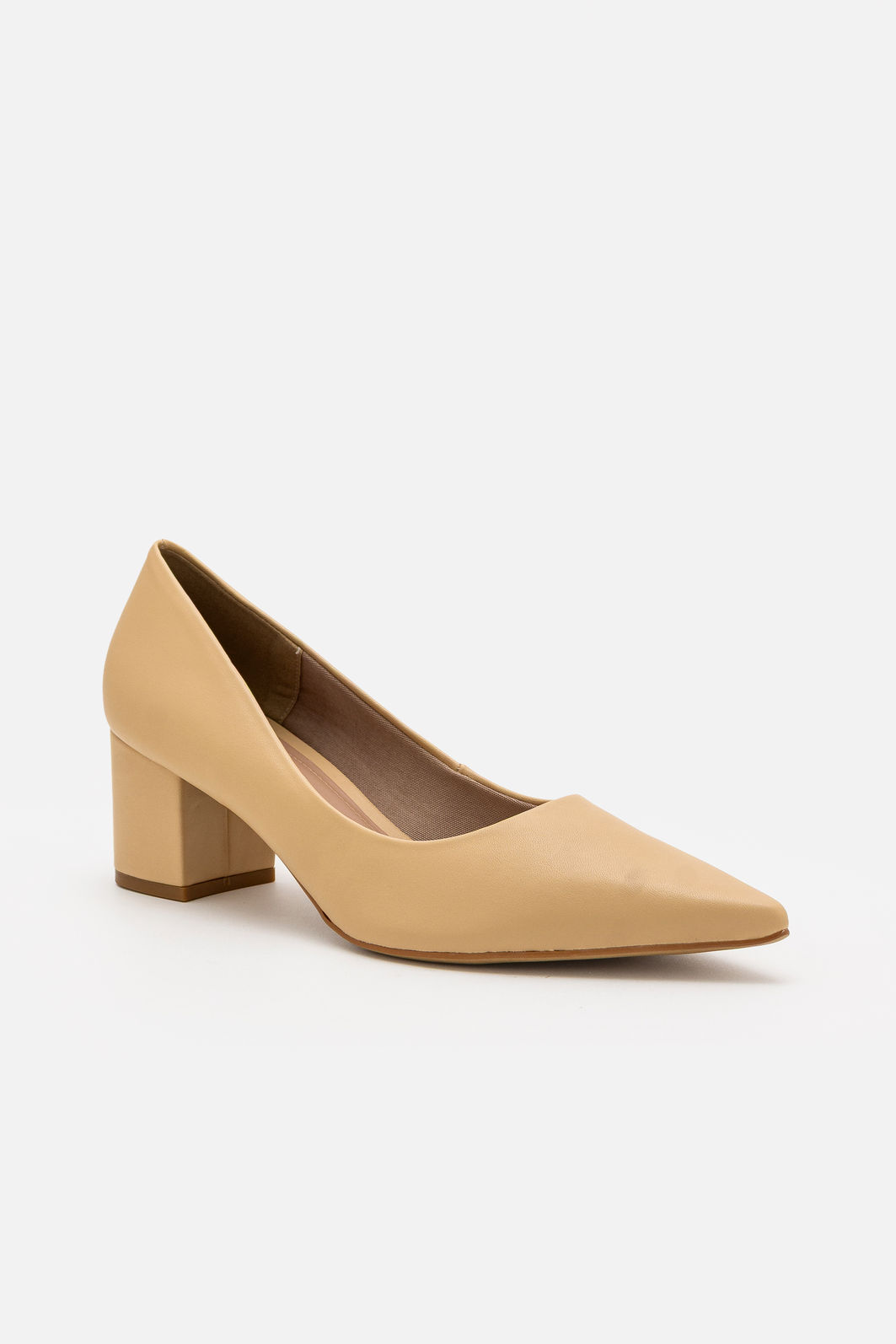 Scarpin Clássico com Salto Bloco Bege Scarpin Clássico com Salto Bloco Bege